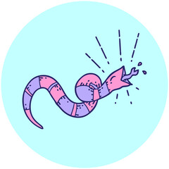 Obraz premium icon of a tattoo style hissing snake in bright neon color