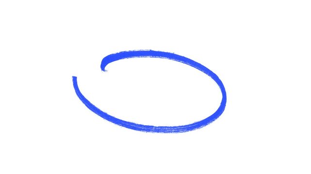 Hand-drawing doodle art circle animation, Hand-drawn Blue circle highlight for marking anything with transparent background. 4K resolution
