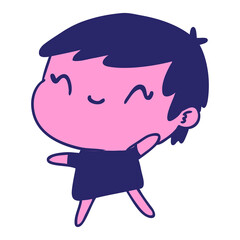 cartoon illustration of a cute kawaii girl in bright neon color