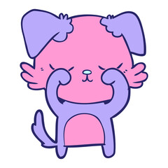 cute cartoon dog in bright neon color