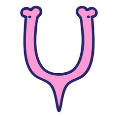 iconic tattoo style image of a wish bone in bright neon color