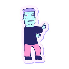 sticker of a cartoon man gesturing in bright neon color