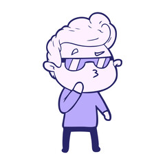 cartoon cool guy in bright neon color