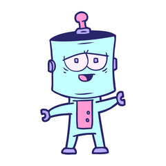 cartoon robot in bright neon color