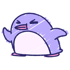 Penguin Chalk Drawing in bright neon color