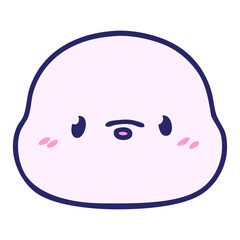 cute cartoon of a little seal face in bright neon color