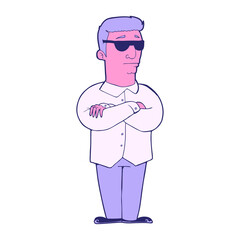 cartoon security guy in bright neon color