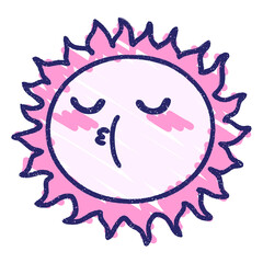 Cute Sun Chalk Drawing in bright neon color