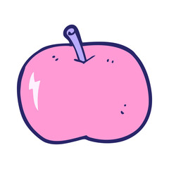 cartoon shiny apple in bright neon color