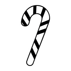 Classic candy cane design with stripes. Vector hand-drawn doodle illustration