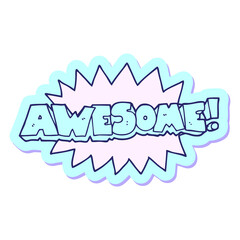 sticker of a awesome cartoon shout in bright neon color