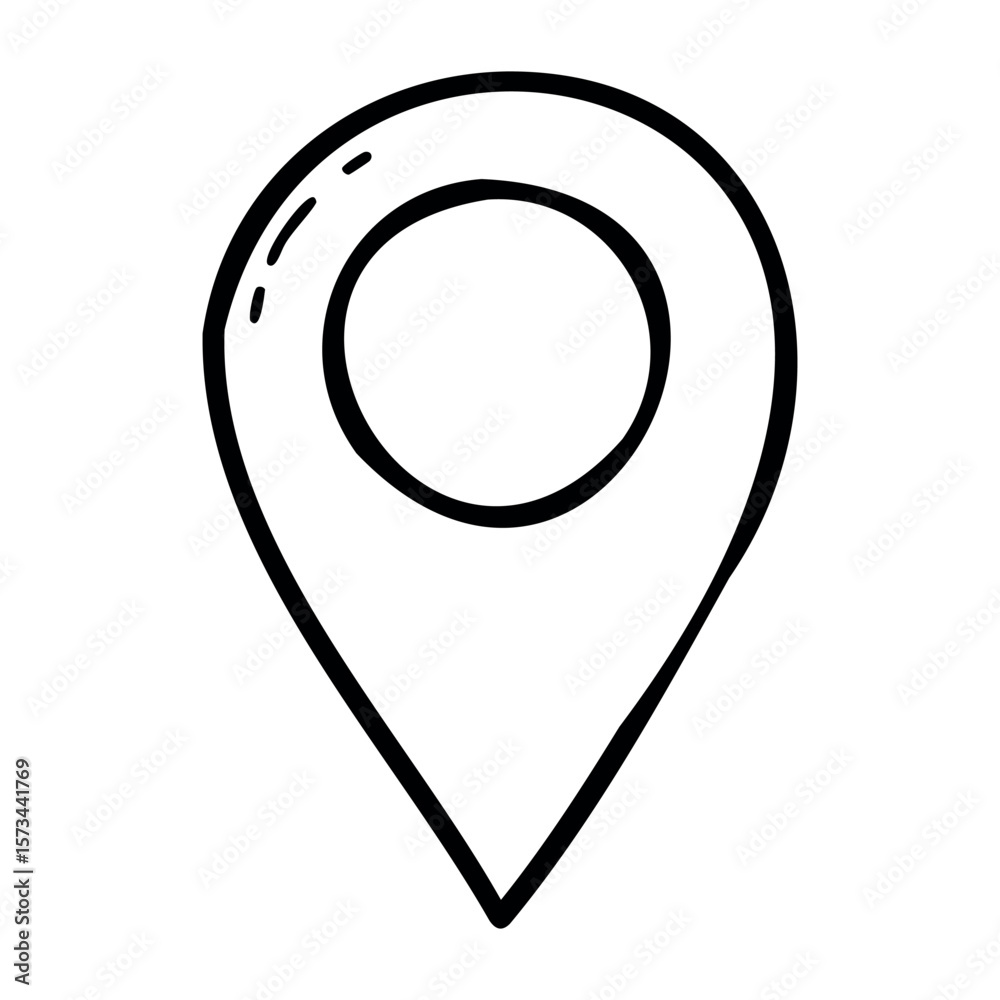 Poster simple map location pin icon for navigation and geolocation. vector hand-drawn doodle illustration