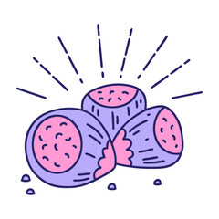 illustration of a traditional tattoo style hazelnuts in bright neon color