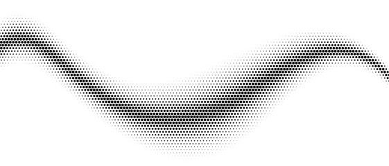 Halftone wave background, abstract polka dot pattern, cartoon or comic backdrop. Graphic retro grain vector design.