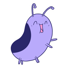 cartoon happy bug in bright neon color