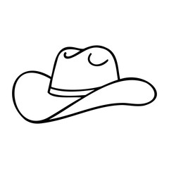 Minimalist line drawing of a cowboy hat. Vector hand-drawn doodle illustration