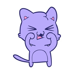 cartoon cat hissing in bright neon color