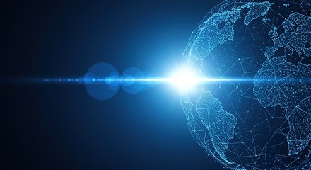Global Network Connection: Futuristic Earth, Digital World, Tech