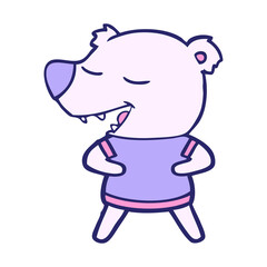 polar bear cartoon in bright neon color