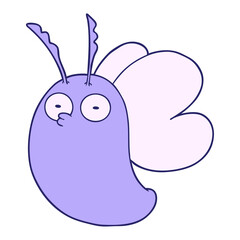 funny cartoon butterfly in bright neon color