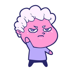 cartoon angry man in bright neon color