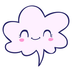 cute cartoon face with speech bubble in bright neon color