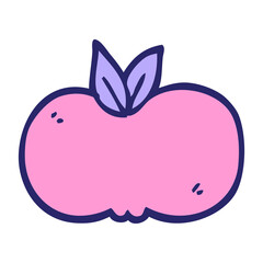 cartoon doodle apple in bright neon color