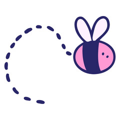 cartoon bee flying in bright neon color