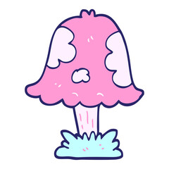 cartoon doodle mushroom in bright neon color