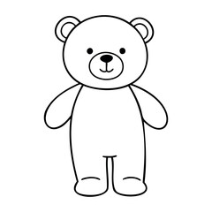 Obraz premium Cute teddy bear line drawing with simple features and friendly expression. Vector hand-drawn doodle illustration