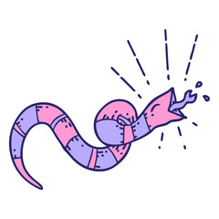 illustration of a traditional tattoo style hissing snake in bright neon color
