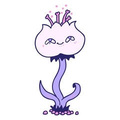 cute cartoon flower in bright neon color