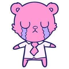crying cartoon bear in bright neon color
