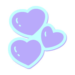 set of love hearts sticker in bright neon color
