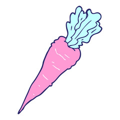 cartoon carrot in bright neon color
