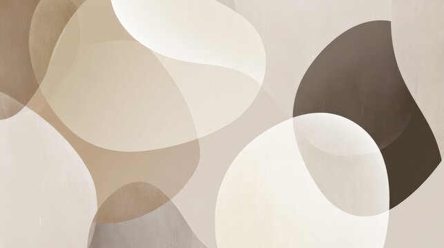 Modern and minimalist abstract background showcasing overlapping rounded shapes in a palette of neutral tones, creating a subtle and sophisticated design - Powered by Adobe
