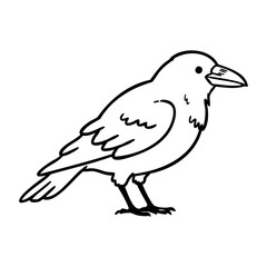 Obraz premium Outline of a crow standing in profile view. Vector hand-drawn doodle illustration