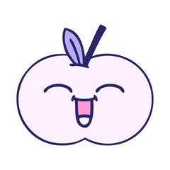 cute cartoon of a juicy apple in bright neon color