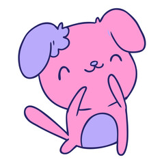 cartoon illustration kawaii of a cute dog in bright neon color