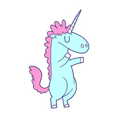 cartoon unicorn in bright neon color