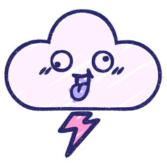 Cloud Chalk Drawing in bright neon color