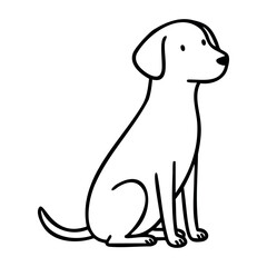 Obraz premium Simple line art drawing of a sitting dog. Vector hand-drawn doodle illustration