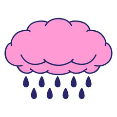 tattoo in traditional style of a cloud raining in bright neon color