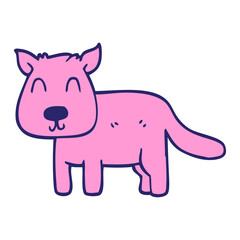 cartoon doodle calm dog in bright neon color