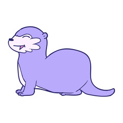 laughing otter cartoon in bright neon color