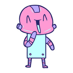 cartoon robot in bright neon color