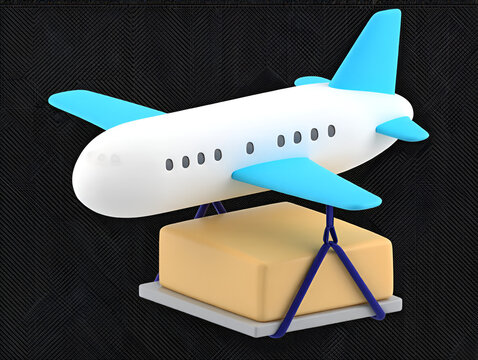 3D Airplane Cargo Icon &ndash; Package Delivery and Air Freight Logistics Illustration