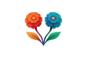 Marigold colorful twin head logo white gradient vector on white background.01