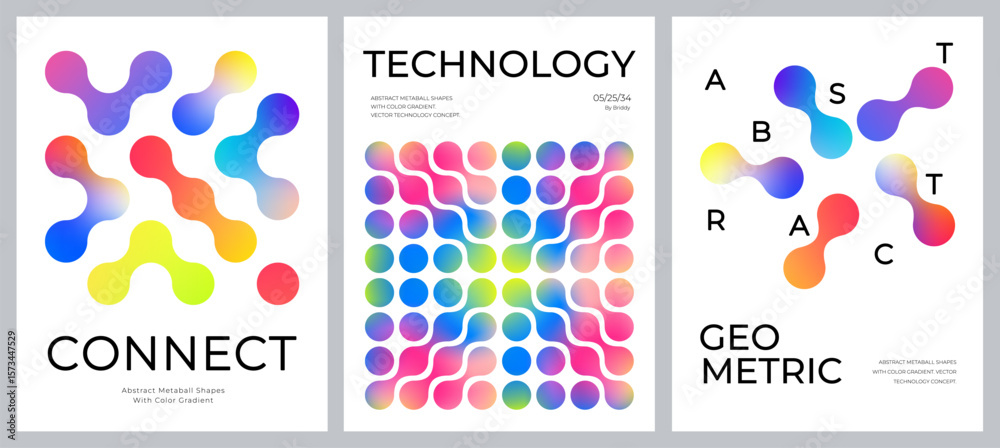 Fototapete Abstract Backgrounds with Gradient Shapes. Vector Metaball Color Graphic. Poster Design with Liquid Modern Geometric Shapes