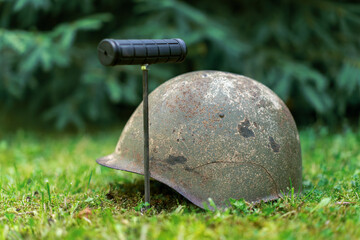 Military helmet of the Great Patriotic War.Search for missing soldiers.